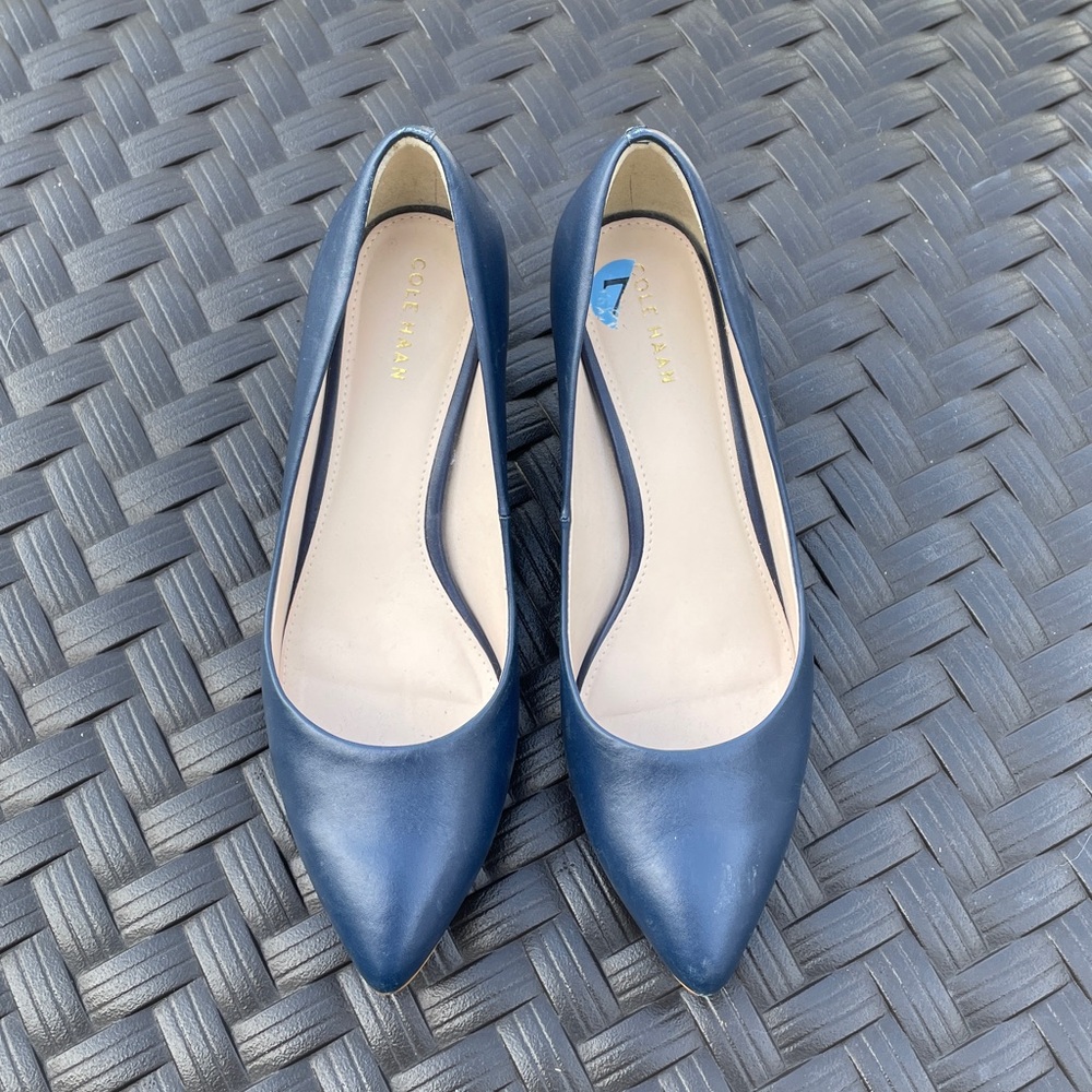 Cole Haan Navy Pointed Toe Pumps